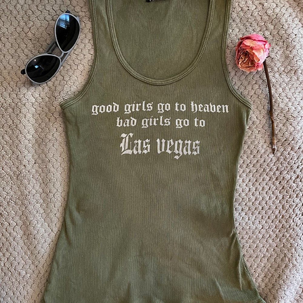 Vegas Baby! Army Green Tank.